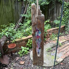 Handcrafted Driftwood Resin Suncatcher Coastal Hanging Garden Art Decor 28X5″