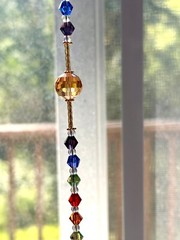 Handmade Golden Rainbow Suncatcher Glass Prism 12”