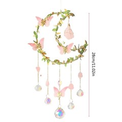 Sparkling Crystal Ornament with Butterfly and Moon Element for Window Decoration