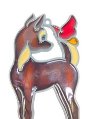 Vintage Disney Bambi Butterfly Stained Glass Style Suncatcher Painted Ornament