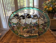AMIA Colorful Glass Suncatcher W Birds On Branch