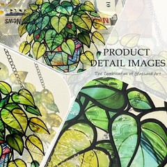Plant Suncatcher Glass, Stained Glass Suncatcher Plant Window Hanging, Unique Na