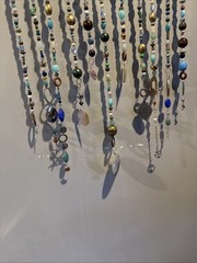 Large beaded driftwood wall hanging suncatcher beachy lake ocean handcrafted 57”