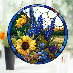 Colorful Wild Meadow Flower Printed Acrylic Front Door Wall Hanging Accent