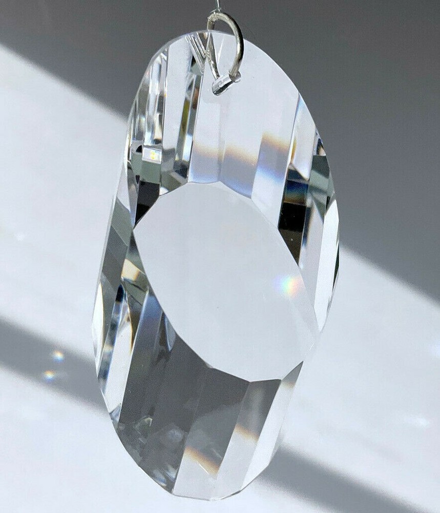 63mm Sparkly Slice Crystal Clear Fluted Prism Suncatcher 2-1/2″