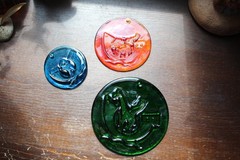 Set Of 3 VTG Holmegaard Michael Bang ~ Noah’s Ark Suncatchers ~ Studio Art Glass