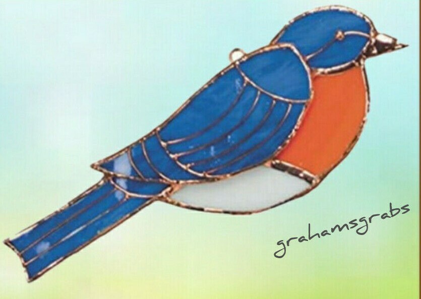 STAINED GLASS BLUEBIRD SUNCATCHER SUN CATCHER GE172 **Fast Ship**