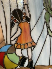 Beautiful Stained Glass GuardAngel Iridescent Wings. Hand Made Art Stained Glass