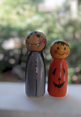 Vintage Halloween Puppets Dolls Handmade House Decor 2Pcs Ghost Seasonal Deco