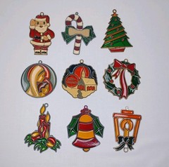 Christmas Suncatcher Lot Of 9 Holiday Theme Suncatchers
