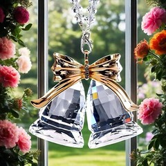 Shimmering Crystal Bell Hanging Ornament, Rainbow Maker Window Garden Home Decor