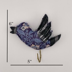 Recycled Fabric Bird Hanging Wall Hook