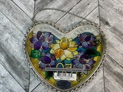 Amia Heart Shape Happy Anniversary 50 Years Stain Glass Suncatcher Hand painted