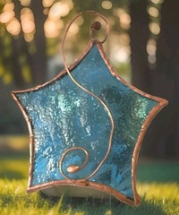 Handmade Aqua Cowboy Boot Stained Glass Suncatcher Horse & Country Lover Present