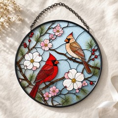Cardinal Suncatcher Male & Female Acrylic Window Hanging Memorial
