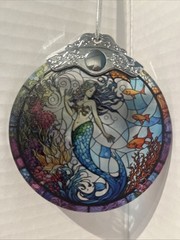 Beautiful Mermaid Sea – Ocean Colored Glass Window Hanging Ornament Sun Catcher.