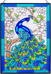 Hand Painted Peacock Glass Suncatcher