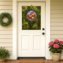 Pumpkin Patch Stained Glass Sun Catcher – Indoor Window Decor 7.8in