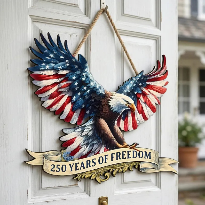 America Patriotic Wall Sign with Rope