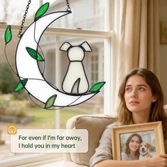 Moon Green Leaf Dog Sunlight Catcher Outdoor Light Catcher Window Hanging Gift