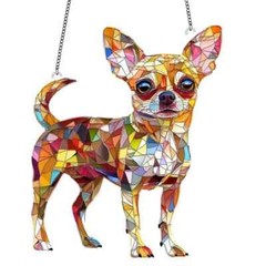 Chihuahua Dog Suncatcher Stained Glass Look Read Please SALE HELPS DOGS & CATS!