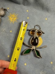 Handmade Stained Glass Owl Suncatcher – Teal Blue Green Brown Boho Folk Art Lot