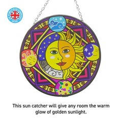 Sun and moon eclipse glass sun catcher with geometric border | 150mm diameter