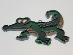 Vintage Stained Glass Alligator Crocodile Suncatcher 5 Inch Ornament Window Art