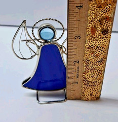 Set Of 5 Stained Glass 3.5″ Angel Sun Catchers Multicolor Vintage Holiday Decor