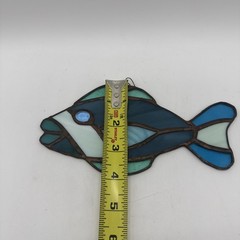 Stained Glass Fish Suncatcher Blue Green Tropical Ocean Window Coastal Granny