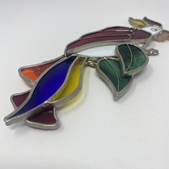 Handcrafted Stained Glass Parrot Bird 3D Suncatcher Window Decor