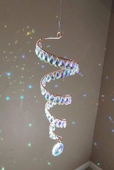 Copper and Crystal Spiral Sun Catcher; Suncatcher; Zen Decor; Minimalist Decor