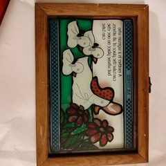 painted Glass Sun Catcher Ducks Mother Verse Wood Framed See Pics For Condition