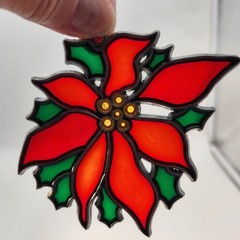 Vintage Acrylic Sun Catchers Lot of 5 Sun Horse Duck NOEL Poinsettia About 4″
