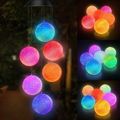 Topspeeder Color Changing Solar Power Wind Chime Spiral Spinner Crystal Ball …