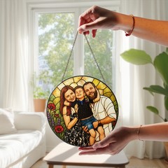 Custom Family Photo Sun Catcher Personalized Gift for Mom Wife Parents
