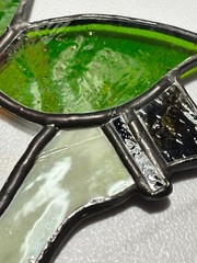 Handmade Stained Glass Apple Sun Catcher Window Hanging Red Green 4.75”