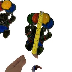 VTG Pair (2) Plastic Teddy Bear Window Ornaments Suncatchers Stained Glass Look