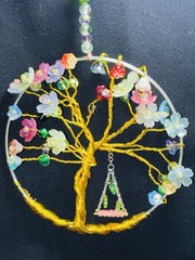 tree of life suncatcher 8″ ring with copper wire and glass beads