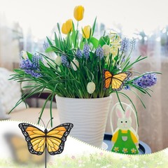 Colorful Stained Glass Butterfly Suncatcher for Indoor Outdoor Plant Pots