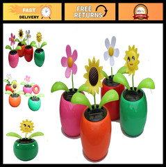 4 Eco-Friendly Solar Dancing Flowers in Colorful Pots – No Battery Needed, Perfe