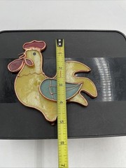 Vtg Faux Stained Glass Rooster Suncatcher – Resin & Metal Chicken Decor