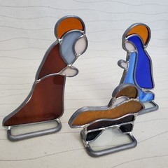 Stained Glass Standing Nativity Scene Jesus Joseph Mary Christmas Suncatcher