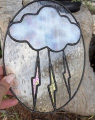 Thundercloud Stained Glass Sun Catcher – Textured Glass, Iridescent Glass