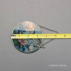 VTG Amia Hummingbird Flowers Glass Suncatcher Round 3.5″ Window Hanging Decor