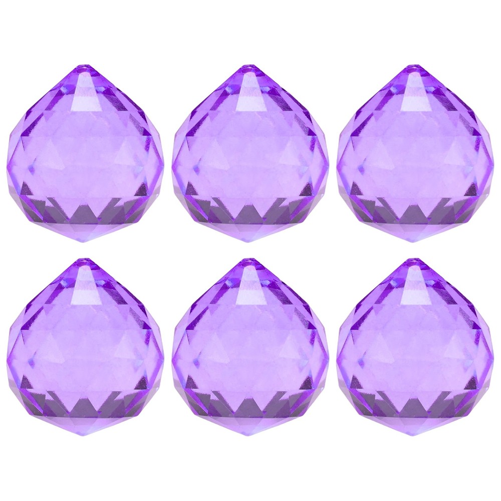 6-Pack Crystal Ball Prisms, 33.5mm/1.32 Inch Pendant Hanging [Purple]