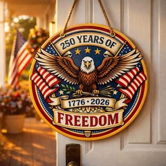 Patriotic Eagle USA Freedom Wall Sign with Rope