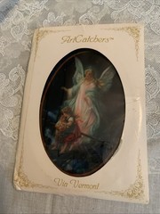 Vtg Art Glass ANGEL Sun Catcher Stained Glass Via Vermont Window Enhancer NOS