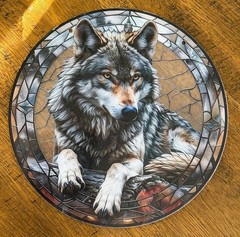 New Suncatcher Wolf 8″ Round Wolves Combined Shipping Gift