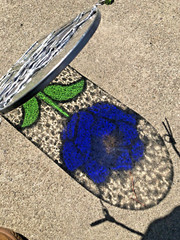 Blue Rose Flower Stained Glass Suncatcher Panel Authentic Handmade Glass Gift